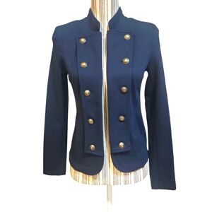 Tommy Filfiger Woman Navy Blue Open Front  Military Band Style Jacket Size PXS